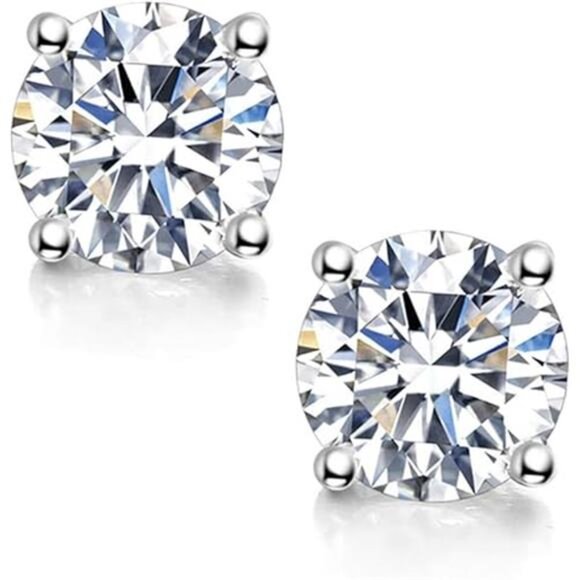 Moissanite StudEarrings,0.6ct-2ct DF Color Brilliant RoundCut LabCreated Diamond - Picture 7 of 7